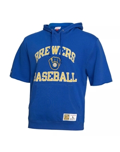 Мужской флисовый пуловер с короткими рукавами Royal Milwaukee Brewers Cooperstown Collection Mitchell and ness