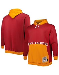 Мужской пуловер с капюшоном красный/оранжевый Tampa Bay Buccaneers Big & Tall Big Face Mitchell and ness