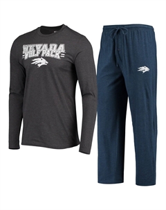 Мужская футболка темно-синего/темно-серого цвета Nevada Wolf Pack Meter, футболка с длинными рукавами и брюки, комплект для сна Concepts sport