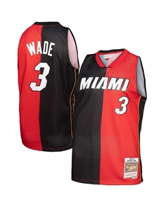 Мужская майка Dwyane Wade черно-красная Miami Heat Big & Tall Hardwood Classics 2005-06 Split Swingman Mitchell and ness