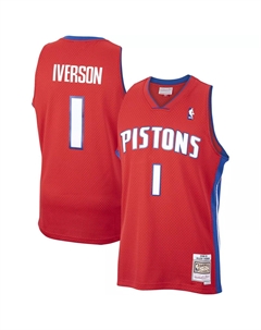 Мужская майка Allen Iverson Red Detroit Pistons 2008-09 Hardwood Classics Swingman Mitchell and ness