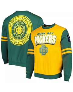 Мужской пуловер Green Green Bay Packers All Over 2.0 Mitchell and ness
