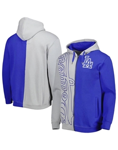Мужская флисовая толстовка с молнией во всю длину Royal/White Los Angeles Dodgers Mitchell and ness
