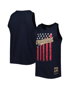 Мужская майка темно-синего цвета Cleveland Guardians Cooperstown Collection Stars and Stripes Mitchell and ness