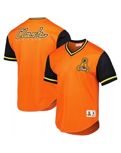 Мужская сетчатая футболка с v-образным вырезом Orange San Jose Earthquakes Mitchell and ness