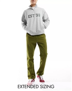 Выцветшие брюки хаки прямого кроя Asos