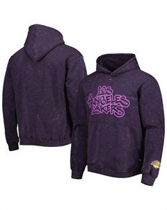 Унисекс Пуловер с капюшоном фиолетового цвета Los Angeles Lakers в тон кислотной стиркой The wild collective