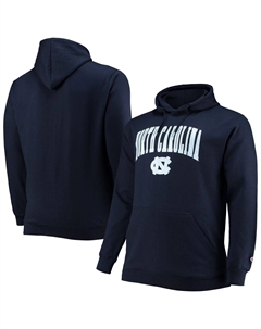Мужской темно-синий пуловер Powerblend с капюшоном North Carolina Tar Heels Big & Tall Arch Over Logo Champion