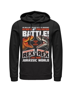 Мужской пуловер с капюшоном и графическим плакатом «Мир Юрского периода T-Rex VS I-Rex Battle Poster», черный Licensed character