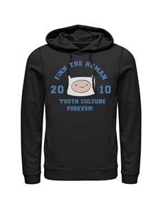 Мужской пуловер с капюшоном Finn The Human Youth Culture Forever «Время приключений», черный Licensed character