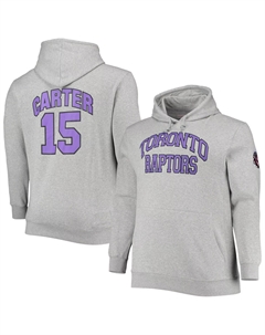 Мужская толстовка с капюшоном Vince Carter Heathered Grey Toronto Raptors Big & Tall Name & Number Mitchell and ness