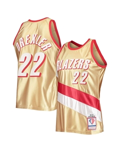 Мужская майка Clyde Drexler Gold Portland Trail Blazers 75th Anniversary 1991-92 Hardwood Classics Swingman Jersey Mitchell and ness