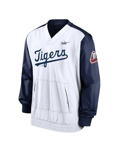 Мужской темно-синий/белый пуловер с v-образным вырезом Detroit Tigers Cooperstown Collection Nike