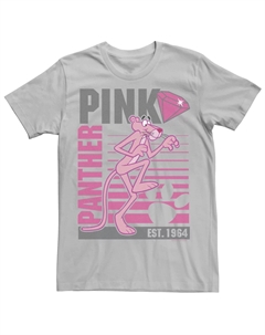 Мужская футболка с портретом на подкладке из розовой пантеры, серебристый Licensed character