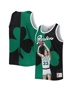 Мужская майка Larry Bird Kelly зеленая/черная Boston Celtics сублимированная майка игрока Mitchell and ness