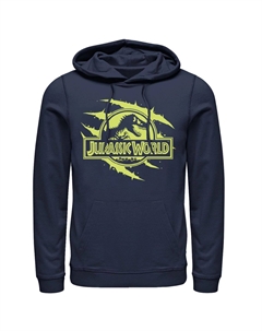 Мужской пуловер с капюшоном и графическим логотипом Jurassic World Neon Slash T-Rex Fossil Logo, синий, синий Licensed character
