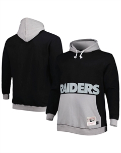 Мужской пуловер с капюшоном черного/серебристого цвета Las Vegas Raiders Big & Tall Big Face Mitchell and ness