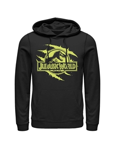 Мужской пуловер с капюшоном и графическим логотипом Jurassic World Neon Slash T-Rex Fossil Logo, черный, черный Licensed character
