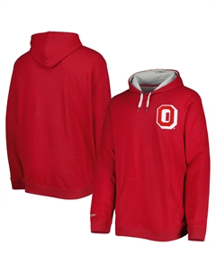 Мужской классический пуловер с капюшоном Scarlet Ohio State Buckeyes из французского терри Mitchell and ness