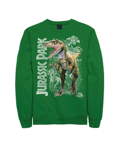 Мужской флисовый пуловер с рисунком «Парк Юрского периода» Velociraptor Green Sketch Licensed character