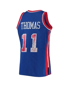 Мужская майка Isiah Thomas Blue Detroit Pistons 1988-89 Hardwood Classics, посвященная 75-летию Diamond Swingman Mitchell and ness