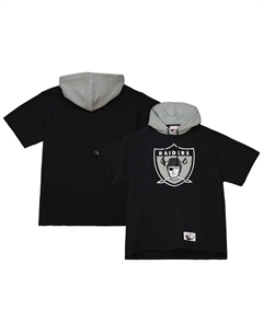 Мужская черная толстовка с короткими рукавами Las Vegas Raiders Postgame Mitchell and ness