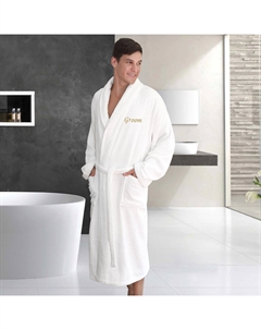 Хлопковый махровый халат "Жених" с вышивкой Linum home textiles