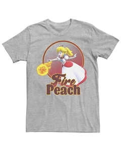 Мужская круглая футболка Super Mario 3D World Princess персикового цвета с огненным шаром Licensed character