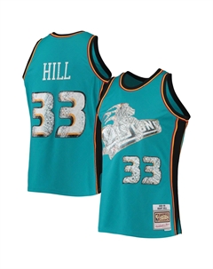 Мужская майка Grant Hill Teal Detroit Pistons 1996-97 Hardwood Classics NBA Diamond Swingman, посвященная 75-летию НБА Mitchell and ness