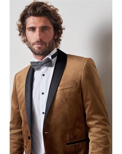 Темно-синий бархатный пиджак, коричневый Next