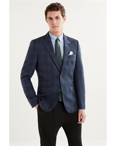 Клетчатый жакет с декоративной отделкой, синий Next