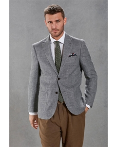 Фирменный пиджак из смеси льна и ангелико, серый Next