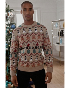 Вязаный свитер с новогодним узором Next