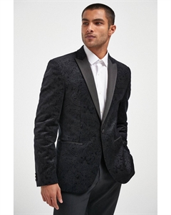 Бархатный жакет с узором, черный Next