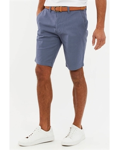 Шорты-чиносы из хлопка стрейч с подвернутыми штанинами и поясом, синий Threadbare