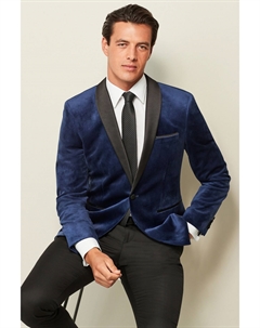 Темно-синий бархатный пиджак, синий Next