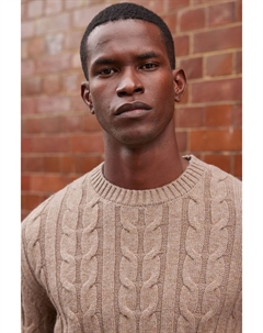 Свитер с круглым вырезом косой вязки и высоким содержанием шерсти Next