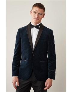 Бархатный жакет с узором, синий Next