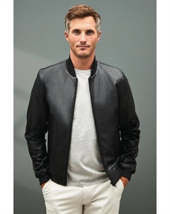 Фирменная кожаная куртка-бомбер, черный Next