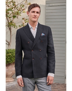 Пиджак Signature из смесового льна, синий Next