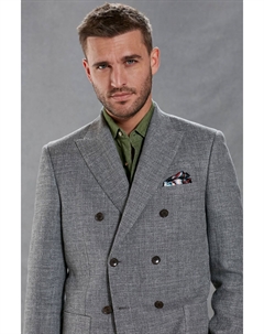 Фирменный пиджак из смеси льна и ангелико, серый Next