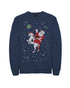 Мужской флисовый пуловер с рисунком «Космический Санта верхом на единороге» Licensed character