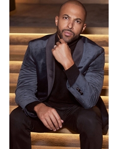 Темно-синий бархатный пиджак, серый Next