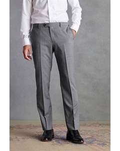 Фирменные фактурные костюмные брюки приталенного кроя из шерсти, серый Next