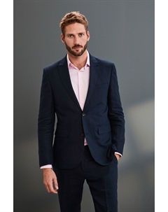 Льняной жакет Signature Nova Fides Костюмного кроя, синий Next