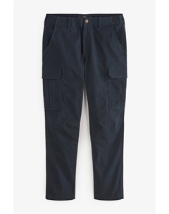 Брюки-карго прямого кроя из эластичного хлопка, синий Next