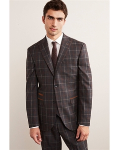 Клетчатый жакет с декоративной отделкой, коричневый Next