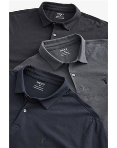 Комплект из 3 рубашек-поло с длинными рукавами из джерси, синий Next