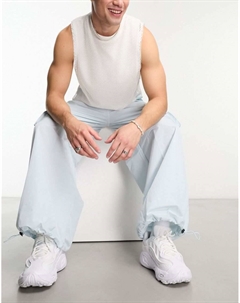 Голубые ультраширокие брюки карго с парашютом DESIGN Asos