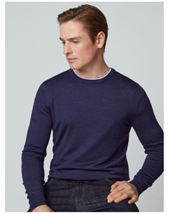 Мужской свитер темно-синего цвета с круглым вырезом, темно-синий Hackett